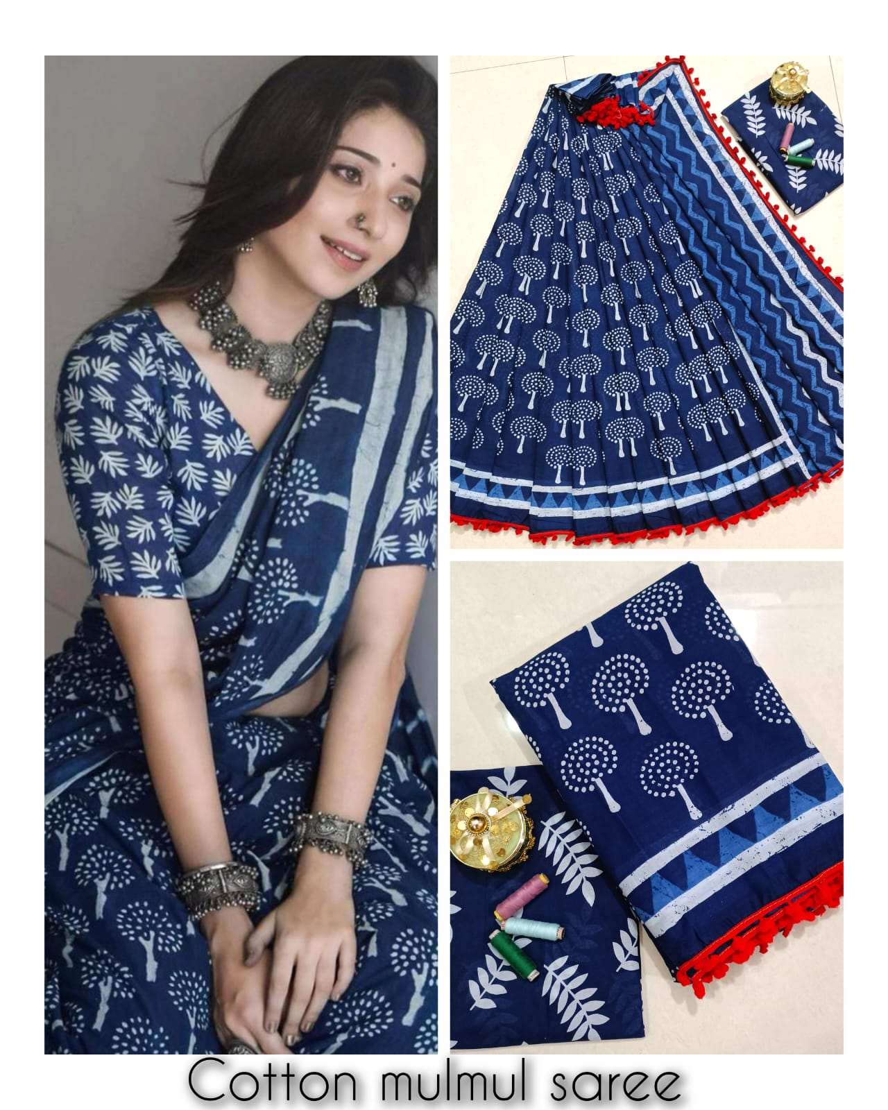 Hand block print Saree with blouse